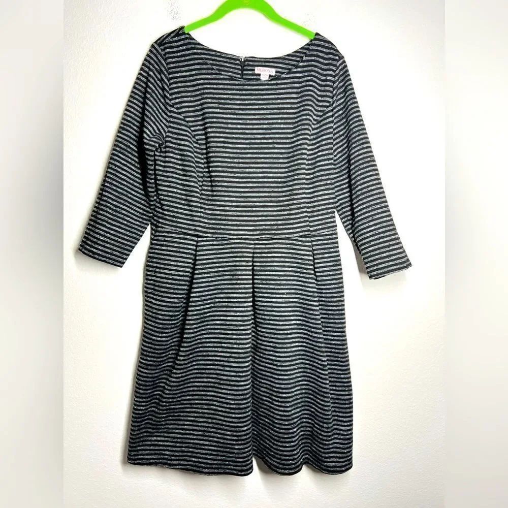 Merona Black/Gray Women's Size XL Long Sleeve Casual Zip Dress